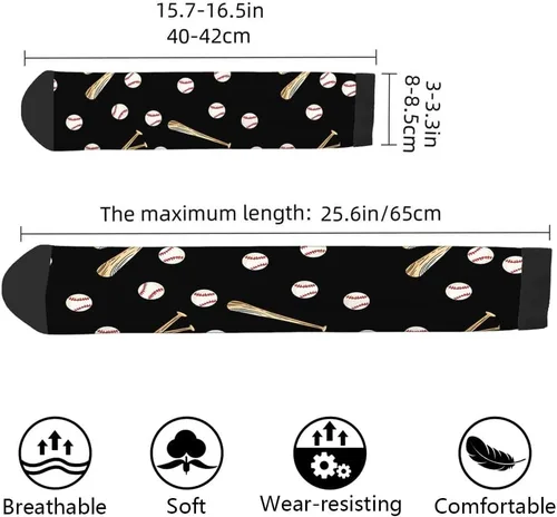 Vista 2 de AOYEGO Calcetines divertidos de béisbol de madera con diseño de murciélago y pelota, diseño de color de contraste para mujeres y hombres, regalo