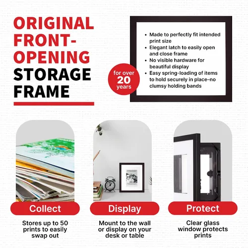 Vista 3 de Lil Davinci EZ - Marcos de cambio para fotos de 8 x 10 o 5 x 7 (4, negro) Front Opening, Stores up to 50 pieces, Vertical/Horizontal Display