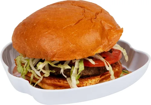 Vista 5 de Mind Reader Juego de platos para servir hamburguesas, Hosting Essentials, accesorio de cocina al aire libre, melamina, 7 pulgadas de largo x 7