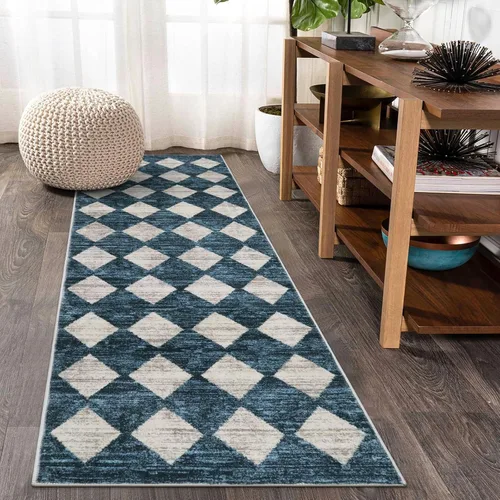 Vista 37 de Lahome - Tapete con diseño de entramado marroquí, a cuadros, pequeño, suave y antideslizante, moderno, resistente a las manchas, para puerta Negro