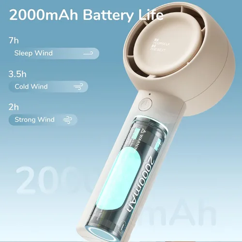 Vista 3 de JISULIFE Mini ventilador portátil, diseño seguro sin aspas, potente ventilador de mano turbo con 3 velocidades, recargable por USB, diseño
