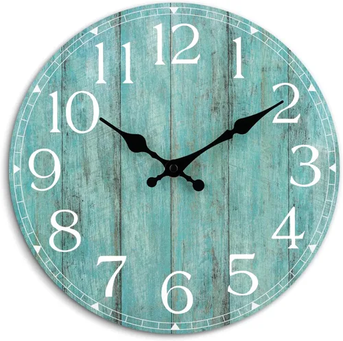 Vista 12 de Reloj de pared de 8 pulgadas, reloj analógico silencioso con pilas A-azul Blanco Marrón