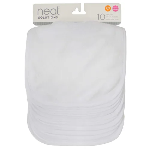 Vista 9 de Neat Solutions Baberos de tela de rizo de punto de 2 capas de color sólido en blanco, 10 unidades (paquete de 1)