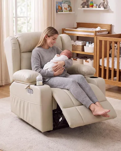 Vista 12 de Silla reclinable Power Rocker de gran tamaño, sofá reclinable eléctrico de Gris