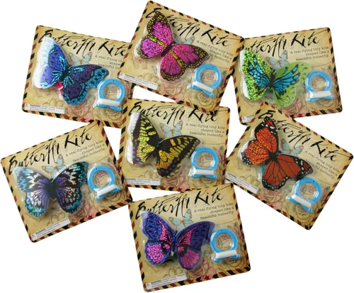 Vista 2 de House of Marbles Mini cometa de mariposa para niños, pequeña cometa voladora de una línea con cuerda de 19.7 pies, juguete colorido para exteriores