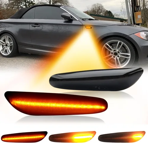 Vista 7 de D-Lumina Luces intermitentes LED ámbar secuenciales para BMW E90 E91 E92 E93 E46 E53 E60 E61 X3 E83 X1 E84 E81 E82 E87 E88 Luz de marcador lateral