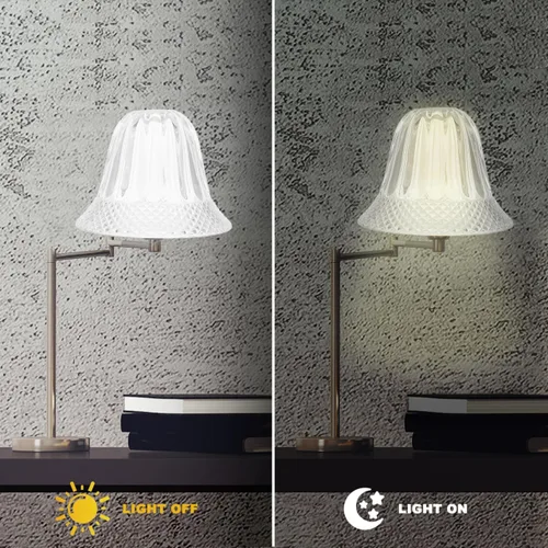 Vista 2 de Pantalla decorativa de cristal transparente con forma de campana pequeña, accesorio de luz resistente al desgaste para lámparas de mesa y techo