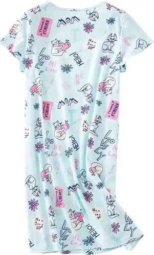 Vista 2 de SISKIN Camisones para mujer, de algodón, para dormir, de manga corta, con estampado, ropa de dormir suave