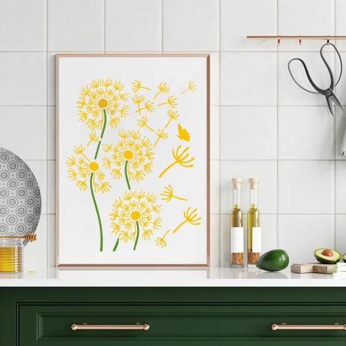 Vista 3 de Plantillas de flores para pintar plantillas de diente de león, plantillas florales reutilizables para manualidades, telas de pared, muebles, tarjetas