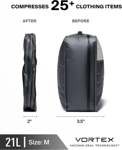 Vista 5 de Black Voyage - Bolsa de viaje reutilizable de compresión al vacío para maleta de mano y mochila, reciclada, impermeable IP67, ahorro de espacio Gris