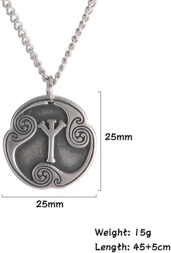 Vista 3 de TEAMER Collar con colgante de amuleto de acero inoxidable de 24 runas de los vikingos nórdicos, joyería con símbolo de la suerte y la bendición