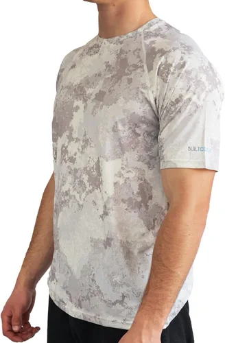 Vista 2 de BUILTCOOL Camisa raglán de cuello redondo para hombre, de secado rápido, absorción de humedad instantánea, protección solar UPF 50