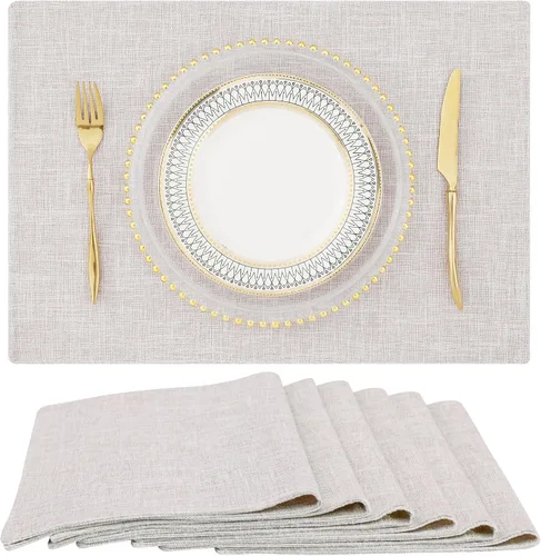 Vista 14 de homing - Juego de 4 manteles individuales de algodón y lino, manteles de tela lavables para mesa de comedor de estilo rústico para interiores y Negro