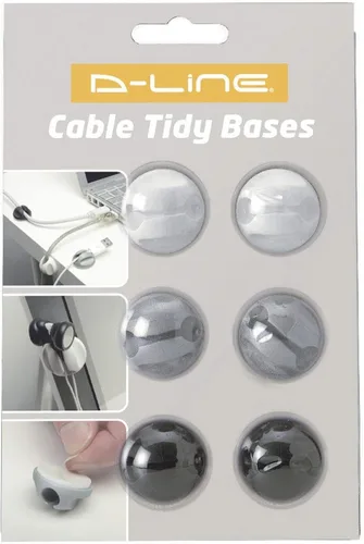 Vista 5 de D-Line Clips para ordenar cables, autoadhesivos, multiusos, bases para ordenar cables, paquete de 6 unidades, negro/gris/blanco