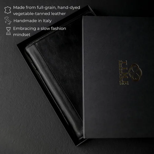 Vista 4 de Time Resistance Portafolio de cuero Bolsa de documentos con asa de transporte Funda para tablet fabricada en Italia