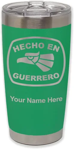 Vista 7 de LaserGram Vaso aislado al vacío de 20 onzas, hecho en Guerrero, grabado personalizado incluido (negro)