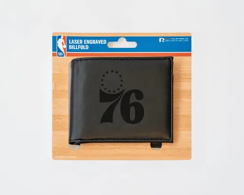 Vista 5 de Rico Industries - Cartera de diseño delgado con grabado láser de la NBA, cartera con grabado láser estilo billetera - Gran regalo Negro