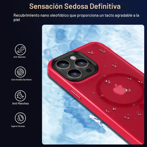 Vista 6 de MOCCA - Funda magnética a prueba de golpes para iPhone 14 Pro Max, color Rojo