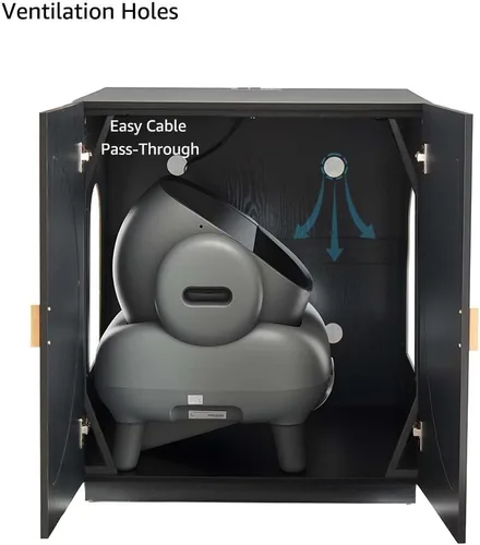 Vista 5 de unipaws Caja de arena para gatos extra grande para cajas de arena automáticas y autolimpiantes, armario alto con estación de carga, casa oculta