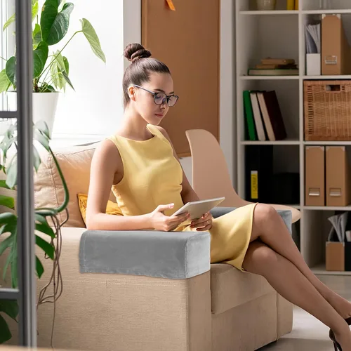 Vista 9 de VICASKY Juego de 2 fundas para sofá y sillas, protectores de sillón, funda de escritorio con fundas para sofá y muebles