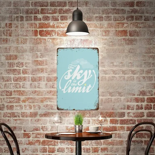 Vista 6 de Póster inspirador impreso con texto en inglés «The Sky Is The Limit» (El cielo es el límite), cartel inspirador motivacional en estilo retro