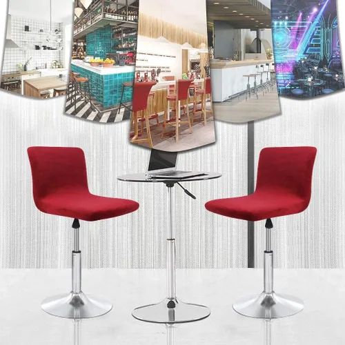Vista 2 de Fundas para asiento de bar de terciopelo, fundas cuadradas para taburete de bar, fundas para silla de altura de mostrador (2, burdeos)