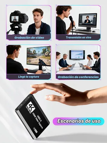 Vista 7 de XIIXMASK Tarjeta de captura HDMI USB 3.0, captura 4K60FPS con paso a través Negro