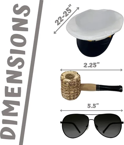 Vista 7 de 4E's Novelty Juego de 3 accesorios de disfraz de sombrero de capitán de yate, sombrero de capitán ajustable, gafas de sol de aviador y pipa