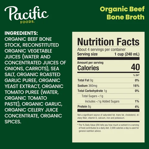 Vista 3 de Pacific Foods Caldo orgánico de huesos de res, 32 onzas, paquete de 12