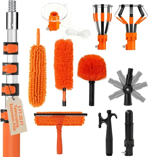 Vista 9 de Kit de cambiador de bombilla de 20 pies para techos altos con poste de Naranja