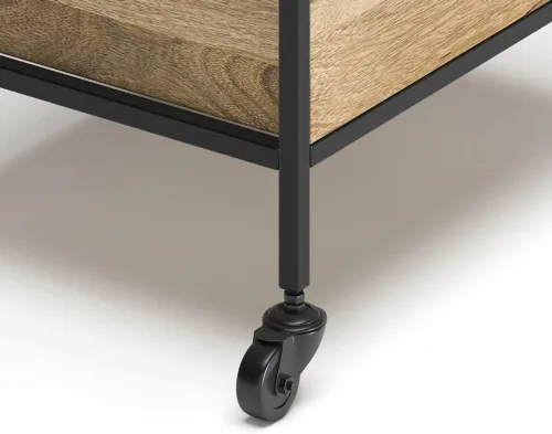 Vista 9 de SIMPLIHOME Simons - Carrito de barra de madera maciza de mango de 24 pulgadas de ancho, color natural, para sala de estar, comedor y cocina
