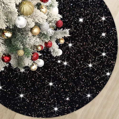 Vista 12 de MODFUNS Falda Roja para Árbol de Navidad Mini Faldas con Purpurina para Árbol de 21 Pulgadas Falda para Árbol de Navidad con Lentejuelas Tapete