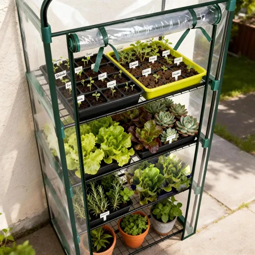 Vista 8 de Worth Garden Mini Invernadero de 4 Niveles - 63'' Alto x 27'' Largo x 19'' Ancho - Estantes de Jardinería Portátiles Resistentes con Cubierta de PVC