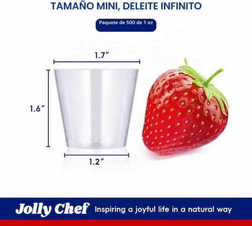 Vista 2 de JOLLY CHEF Paquete de 500 vasos de chupito de plástico de 1 oz, vasos de 1-transparente-500