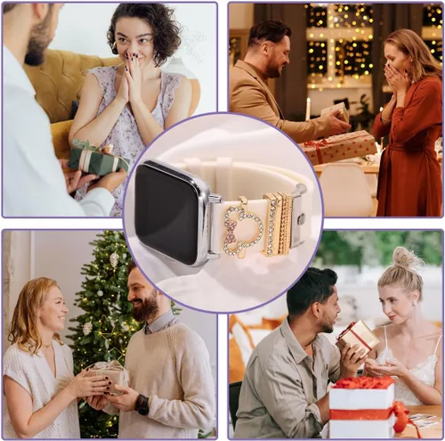 Vista 5 de Correa de reloj con abalorios, mejora tu correa de reloj con elegantes anillos decorativos compatibles con la correa de Apple Watch para iWatch