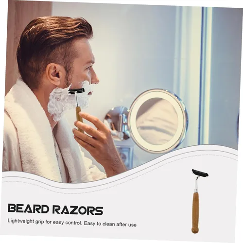 Vista 5 de balacoo 4 unids hombres tradicional mango de bambú afeitar afeitar acero inoxidable herramienta de peluquería para afeitar suave