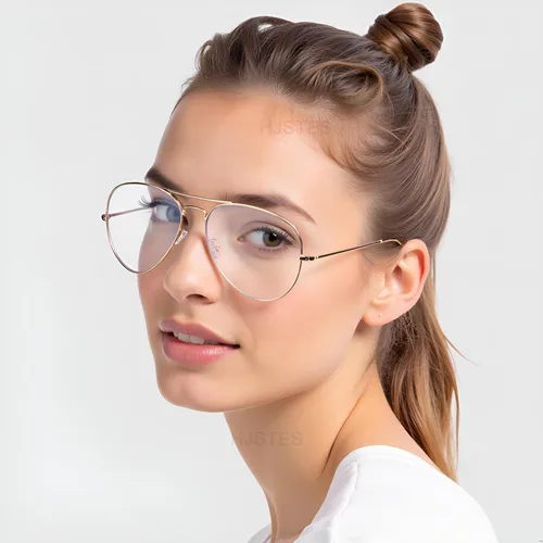 Vista 9 de HJSTES Gafas de Aviador con Lentes Transparentes de Luz Azul para Mujeres y Hombres, Montura de Piloto Clásica, Anteojos sin Prescripción