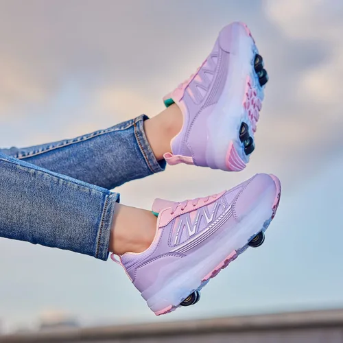 Vista 3 de Zapatos de patinaje para mujeres y niñas, tenis con ruedas desmontables, zapatos deportivos adecuados para Halloween, Navidad, regalos de fiesta