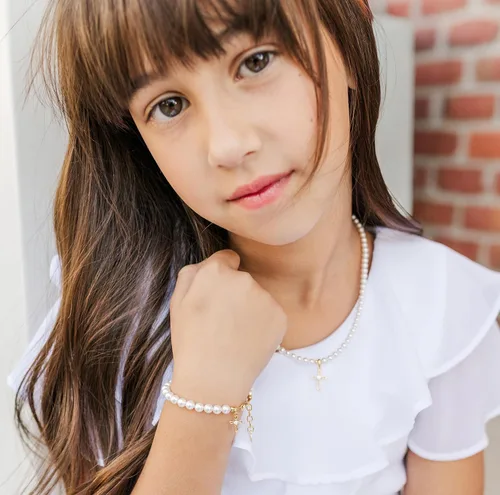 Vista 2 de Cherished Moments Cross Bracelet, .925 Sterling Silver or 14K Gold-Plated oro-SM (0-9 meses)