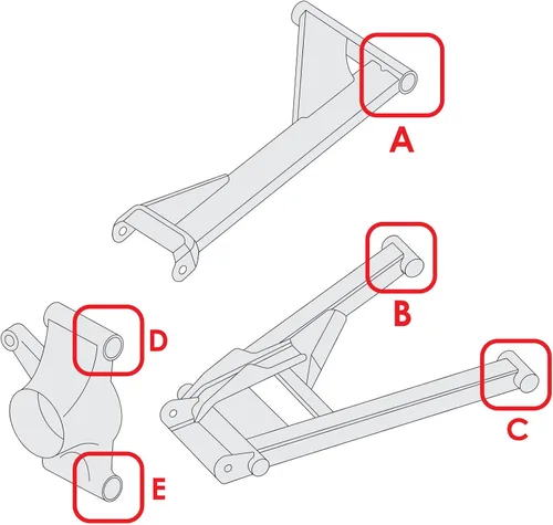 Vista 2 de Caltric Kit de bujes de brazo de control inferior trasero compatible con Polaris Scrambler XP 1000 2014-2022