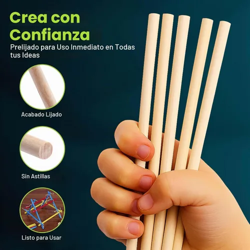 Vista 2 de 200 varillas de madera de 1/4 x 6 pulgadas, clavijas de madera precortadas para tartas escalonadas, palos de madera para suministros