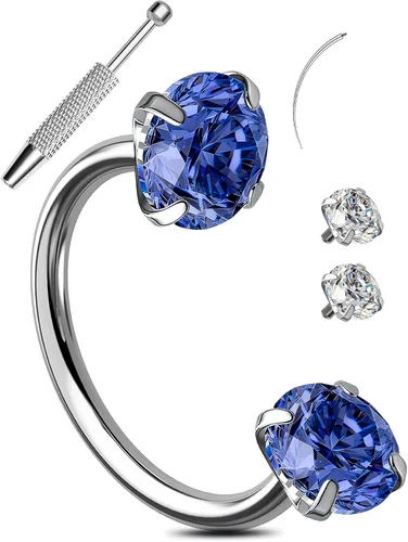 Vista 11 de OUFER Anillos de labio de herradura 16G para mujeres y hombres, acero quirúrgico 316L, 8/0.394 in, joyería de piercing de labio, rosca interna