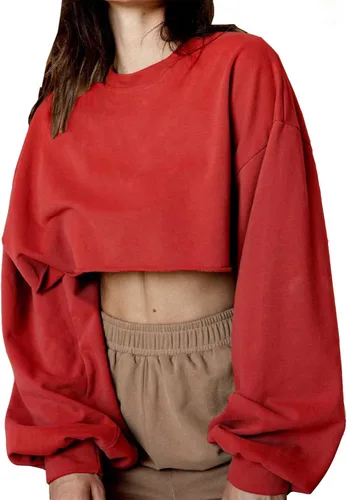 Vista 2 de Artfish Sudaderas sueltas de manga larga con cuello redondo para mujer, para entrenamiento, estilo casual