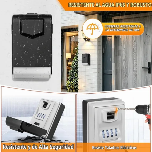 Vista 5 de HUANLANG Caja de bloqueo de llave con código, caja de seguridad de montaje Gris