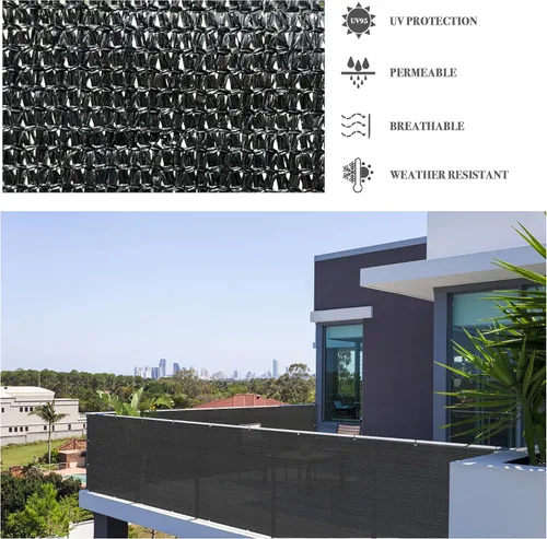 Vista 3 de Alion Home Elegante pantalla de privacidad para terraza, patio, balcón, valla, piscina, porche, barandilla (3 pies de altura) negro (3 pies x 3 pies)
