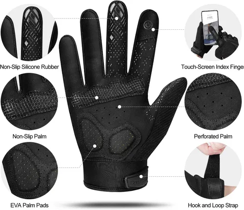 Vista 7 de INBIKE Guantes MTB para ciclismo de montaña Sirven para pantalla táctil con acolchado de etilvinilacetato grueso y protección de nudillos de caucho