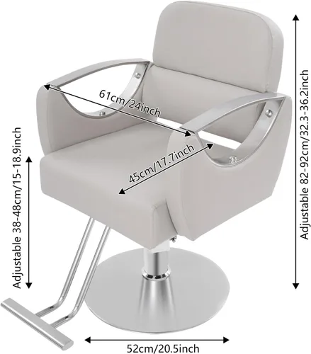 Vista 3 de Sillas de peluquería para estilistas, silla de salón hidráulica de altura ajustable, rotación de 360 grados, equipo de belleza de spa para Beige