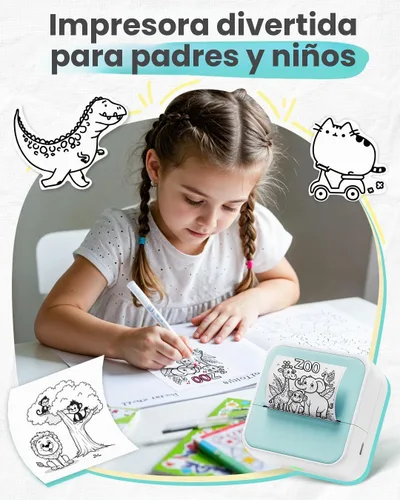 Vista 3 de Mini impresora de calcomanías – Impresora de calcomanías de cápsulas de impresión y 3 rollos de papel, térmica portátil para fotos con aplicación