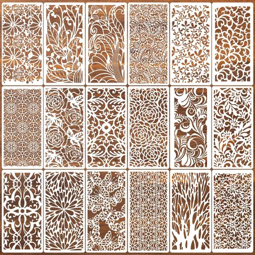 Vista 10 de Plantillas para manualidades, plantillas de textura reutilizables para pintar, plantillas de fondo de 8x4 pulgadas, plantillas de dibujo
