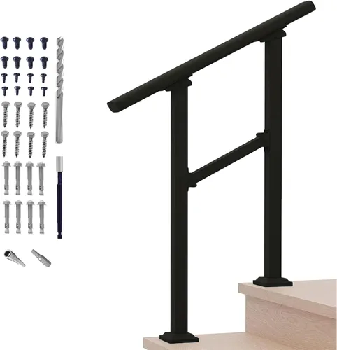 Vista 12 de Metty - Barandillas metálicas de 3 escalones para escalones al aire libre Blanco
